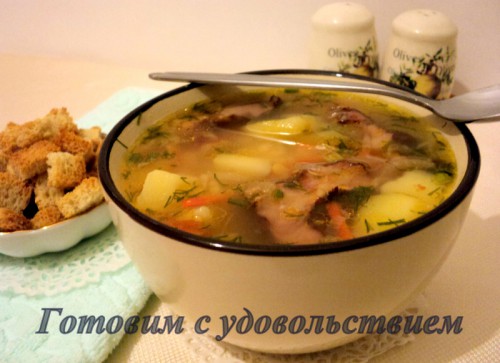 Вкусный гороховый суп с копченостями